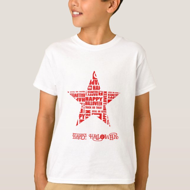 Halloween Custom Cool Whimsical Typography Red T-Shirt (Front)