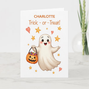 Halloween Custom Name Boo-tiful Girl Trick-or-Trea Card