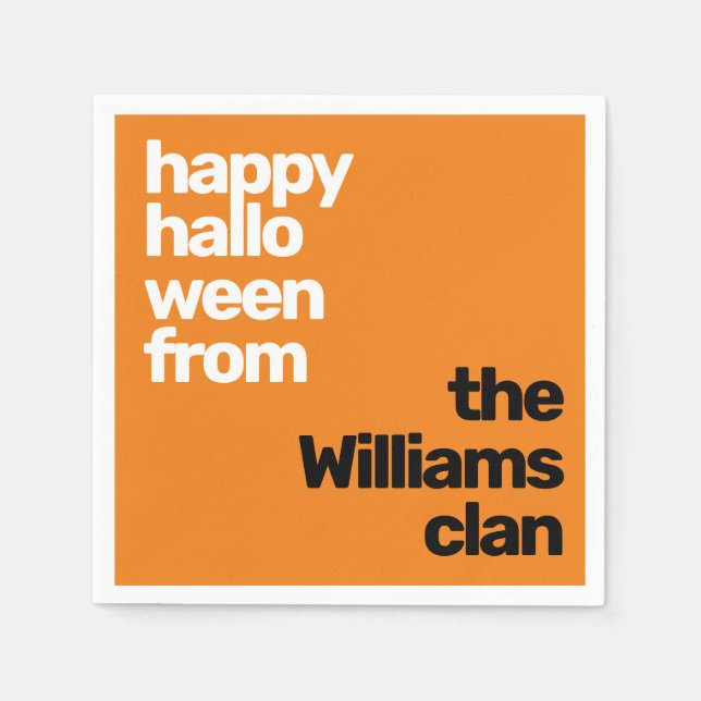 Halloween – Custom text Orange Party Napkin (Front)