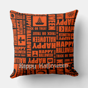 Halloween Custom Whimsical Cool Funny Orange Cushion