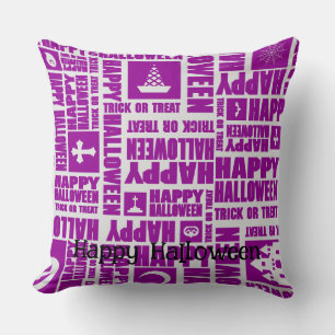 Halloween Custom Whimsical Cool Funny Purple Cushion
