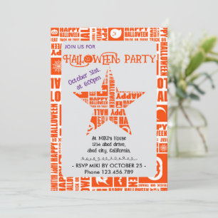 Halloween Custom Whimsical Cool Typography Orange Invitation