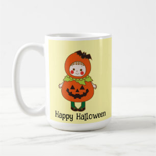Halloween Custom Whimsical Cute Pumpkin girl  Coffee Mug