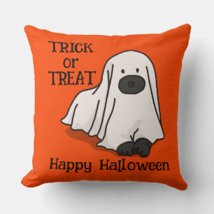 Halloween Custom Whimsical Funny Dog Orange Cushion