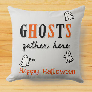 Halloween Custom Whimsical Funny Grey Ghost Cushion