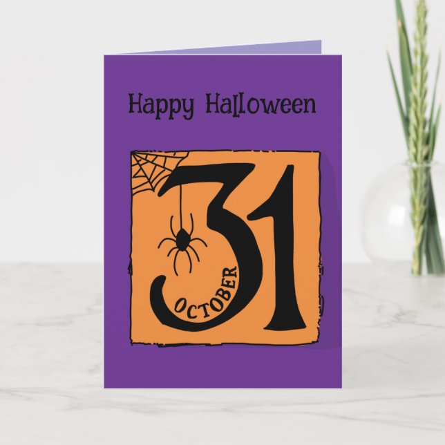Halloween Custom Whimsical Funny Modern Purple Card (Front)