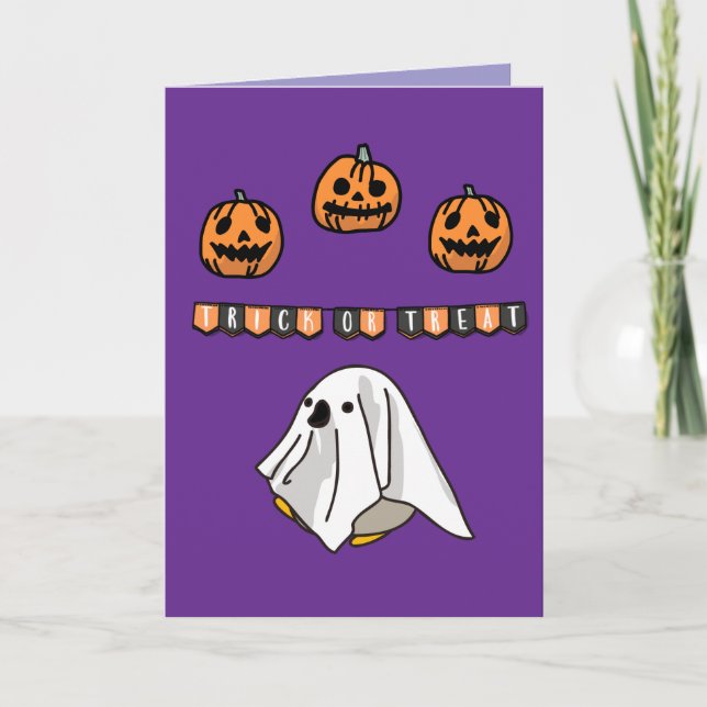 Halloween Custom Whimsical Funny Modern Purple Card (Front)