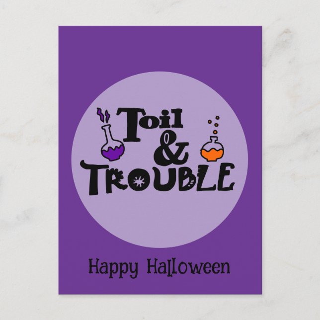 Halloween Custom Whimsical Funny Modern Purple Postcard (Front)