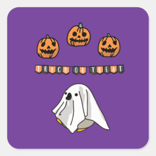 Halloween Custom Whimsical Funny Modern Purple Square Sticker