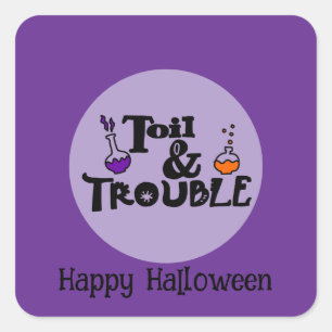 Halloween Custom Whimsical Funny Modern Purple Square Sticker