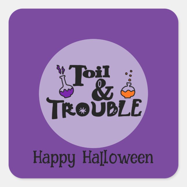Halloween Custom Whimsical Funny Modern Purple Square Sticker (Front)