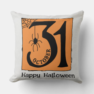 Halloween Custom Whimsical Funny Oct.31 Orange Cushion