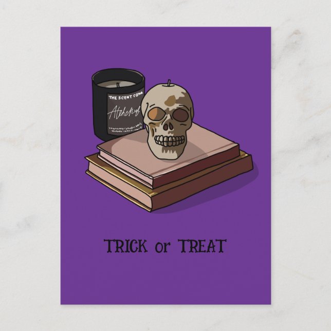 Halloween Custom Whimsical Funny Skull Postcard (Front)