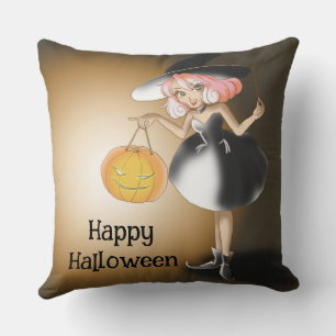 Halloween Custom Whimsical Funny Witch  Cushion