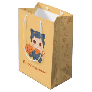 Halloween Cute Baby Black Cat Costume Medium Gift Bag