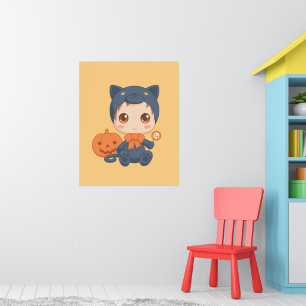 Halloween Cute Baby Black Cat Costume Poster