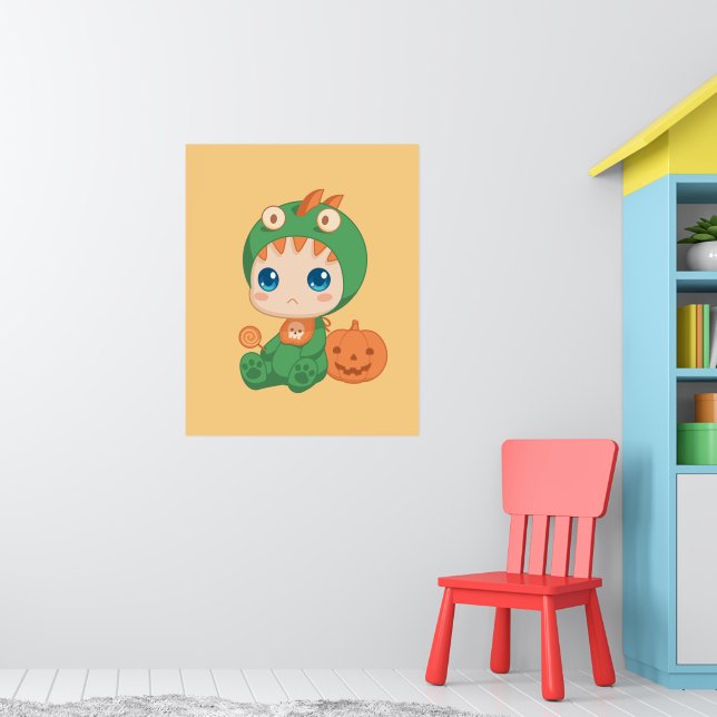 Halloween Cute Baby Dragon Dinosaur Costume Poster (Nursery 1)