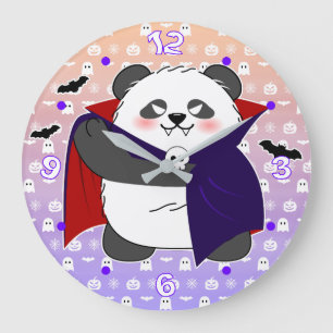 Halloween Cute Baby Panda Dracula Vampire Large Clock