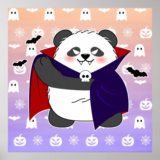 Halloween Cute Baby Panda Dracula Vampire Poster (Front)