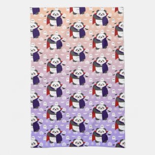 Halloween Cute Baby Panda Dracula Vampire Tea Towel