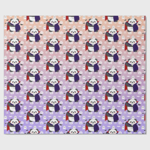 Halloween Cute Baby Panda Dracula Vampire Wrapping Paper