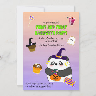 Halloween Cute Baby Panda Trick or Treat Invitation