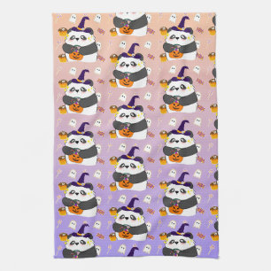Halloween Cute Baby Panda Trick or Treat Tea Towel