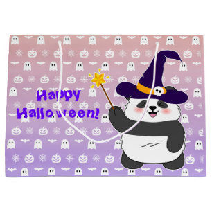 Halloween Cute Baby Panda Witch Magic Wand Large Gift Bag