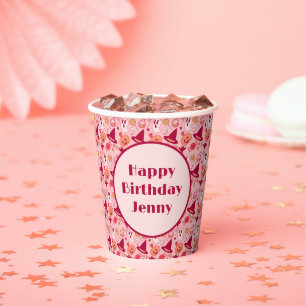 Halloween Cute Birthday Add Name Pink Pastel Paper Cups