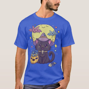 Halloween Cute Black Cat Kawaii Pastel Goth Witch T-Shirt