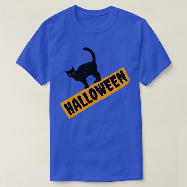 Halloween Cute black Cat  T-Shirt (Design Front)