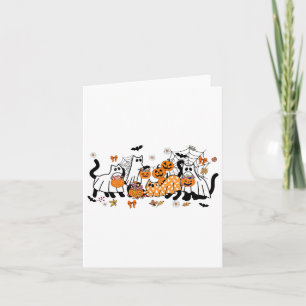 Halloween Cute Black Cats Ghost Costume Women Men Card