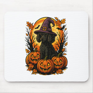 Halloween Cute Black Poodle Witch Hat Pumpkins Aut Mouse Mat