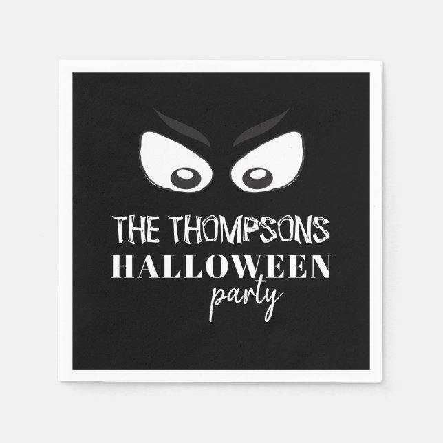 Halloween Cute Black Simple Spooky Ghost Eyes Napkin (Front)
