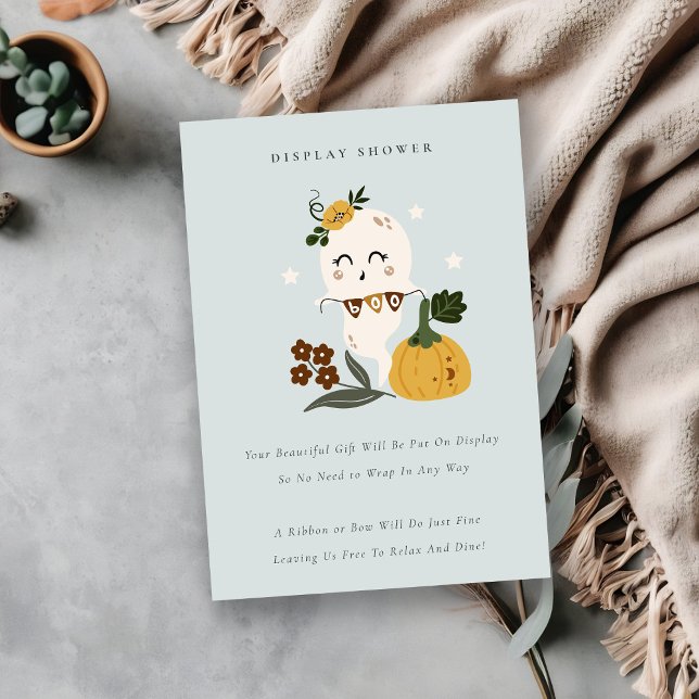 Halloween Cute Blue Ghost Boo Display Baby Shower Enclosure Card (Creator Uploaded)