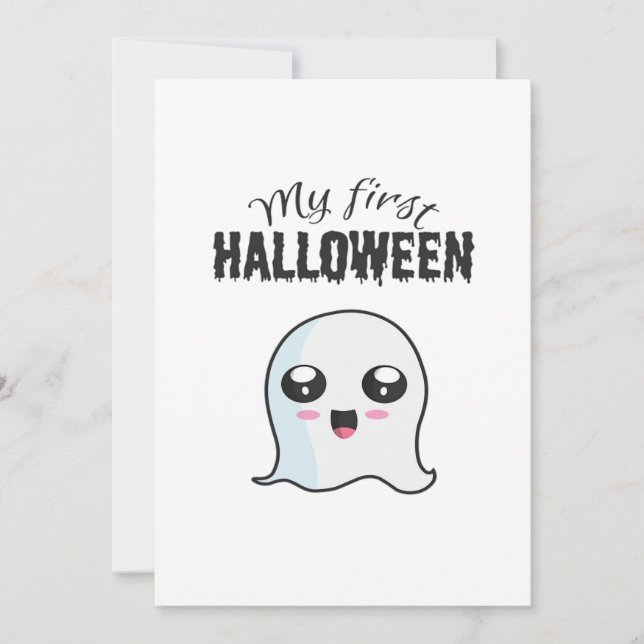 Halloween Cute Boo Newborn Baby Girl First Hallowe Holiday Card (Front)