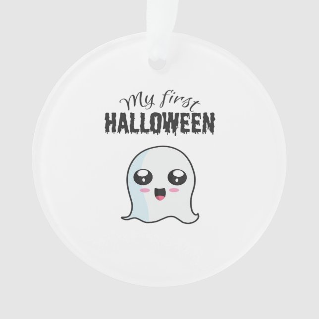 Halloween Cute Boo Newborn Baby Girl First Hallowe Ornament (Front)