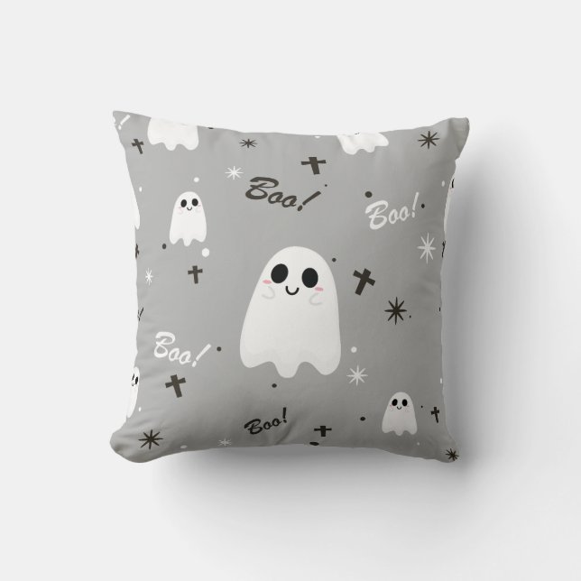 Halloween Cute Boo Pattern Cushion (Front)