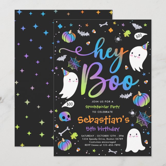 Halloween Cute Boy Ghost Birthday Spooktacular Invitation (Front/Back)