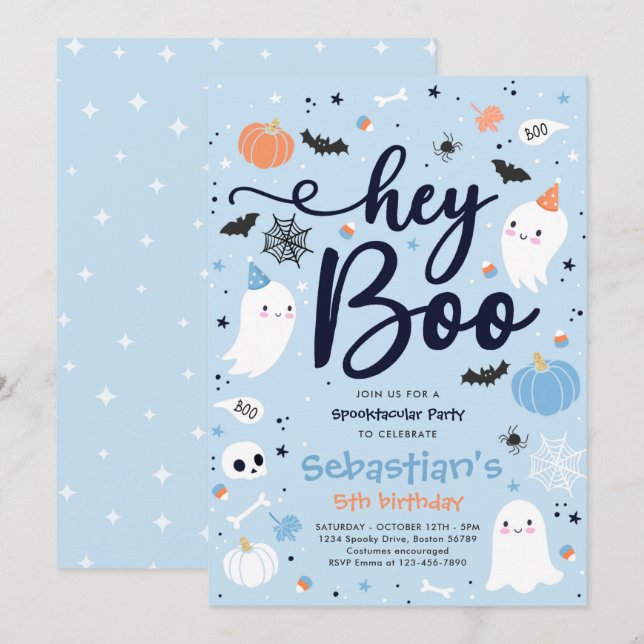 Halloween Cute Boy Ghost Birthday Spooktacular Invitation (Front/Back)