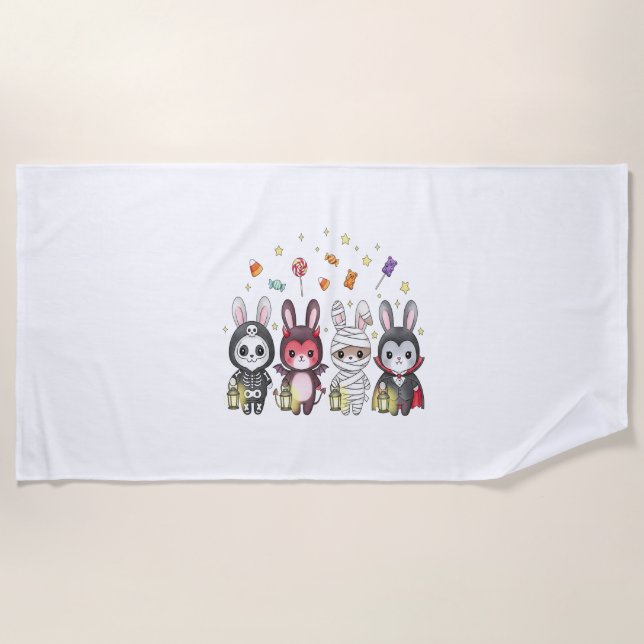 Halloween Cute Bunny Costume Beach Towel (Front)