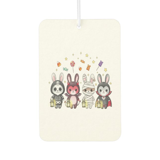 Halloween Cute Bunny Costume Car Air Freshener (Front)