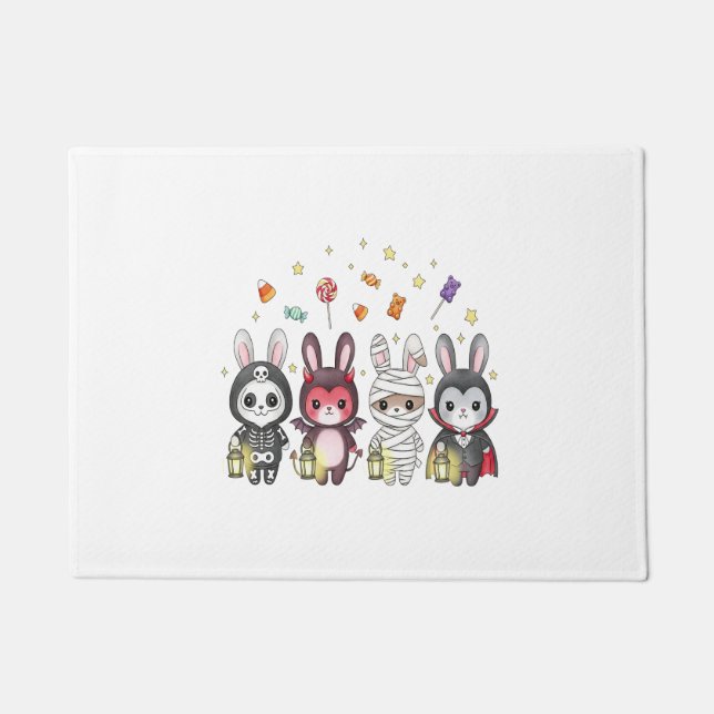 Halloween Cute Bunny Costume Doormat (Front)