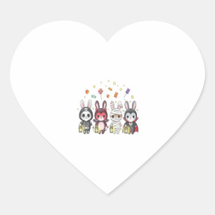 Halloween Cute Bunny Costume Heart Sticker