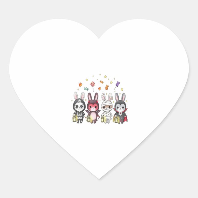 Halloween Cute Bunny Costume Heart Sticker (Front)