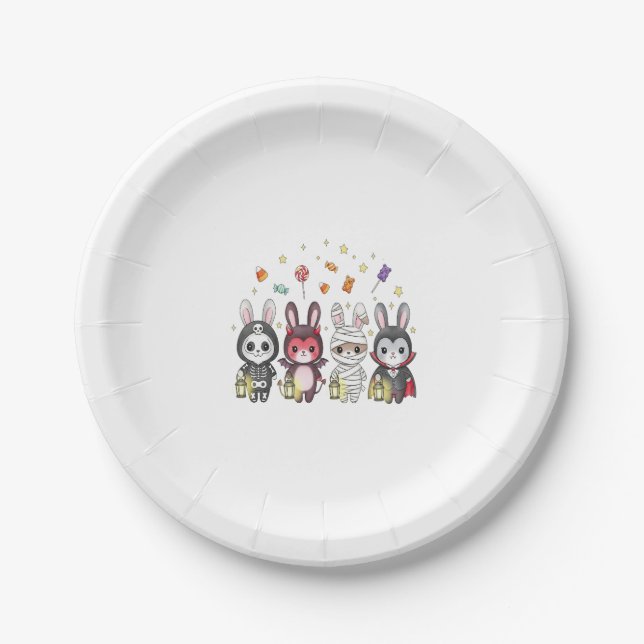 Halloween Cute Bunny Costume Paper Plate (Front)