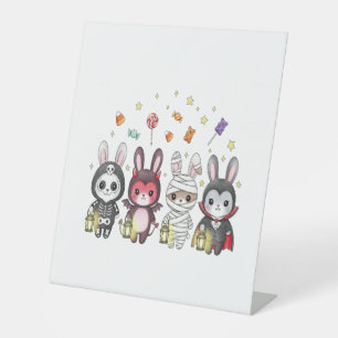 Halloween Cute Bunny Costume Pedestal Sign