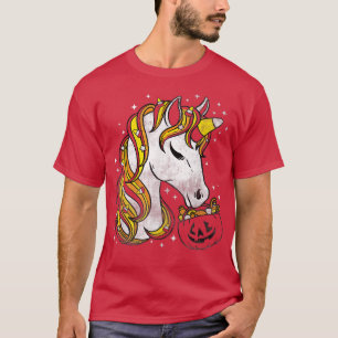 Halloween Cute Candy Corn Unicorn Halloween Pumpki T-Shirt