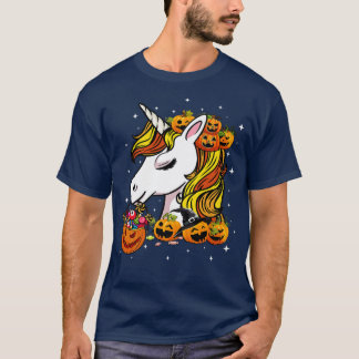 Halloween Cute Candy Corn Unicorn Halloween Pumpki T-Shirt