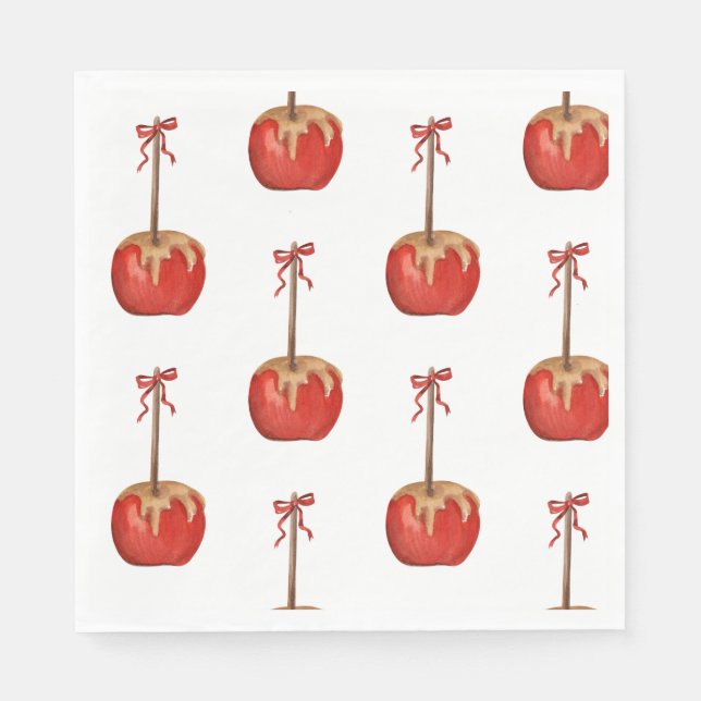 Halloween cute Carmel apple bow spooky  Napkin (Front)